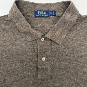Polo Ralph Lauren Men's Long Sleeve Brown 2XLT White Pony Golf Polo Shirt
